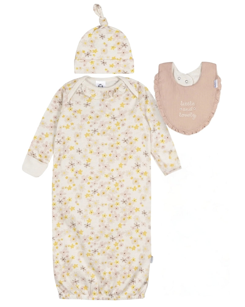 3-Piece Gown Set 0-6M