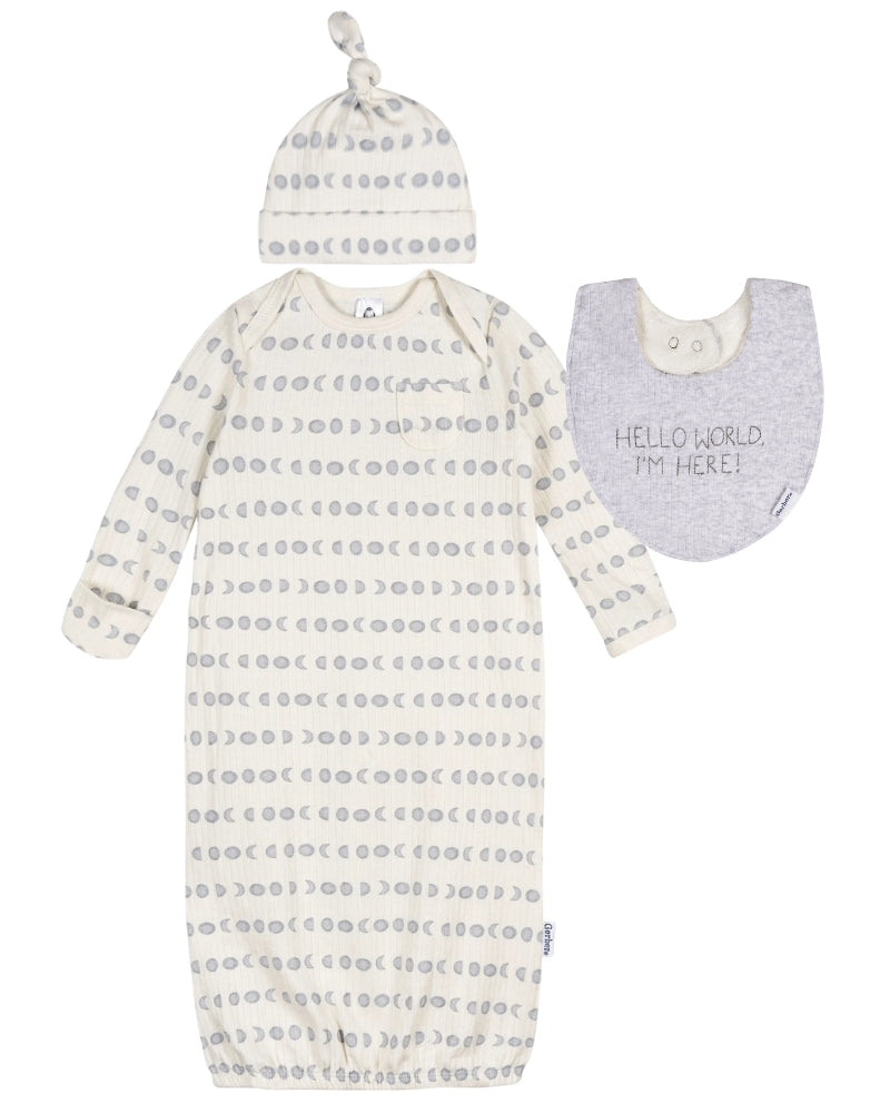 3-Piece Gown Set 0-6M