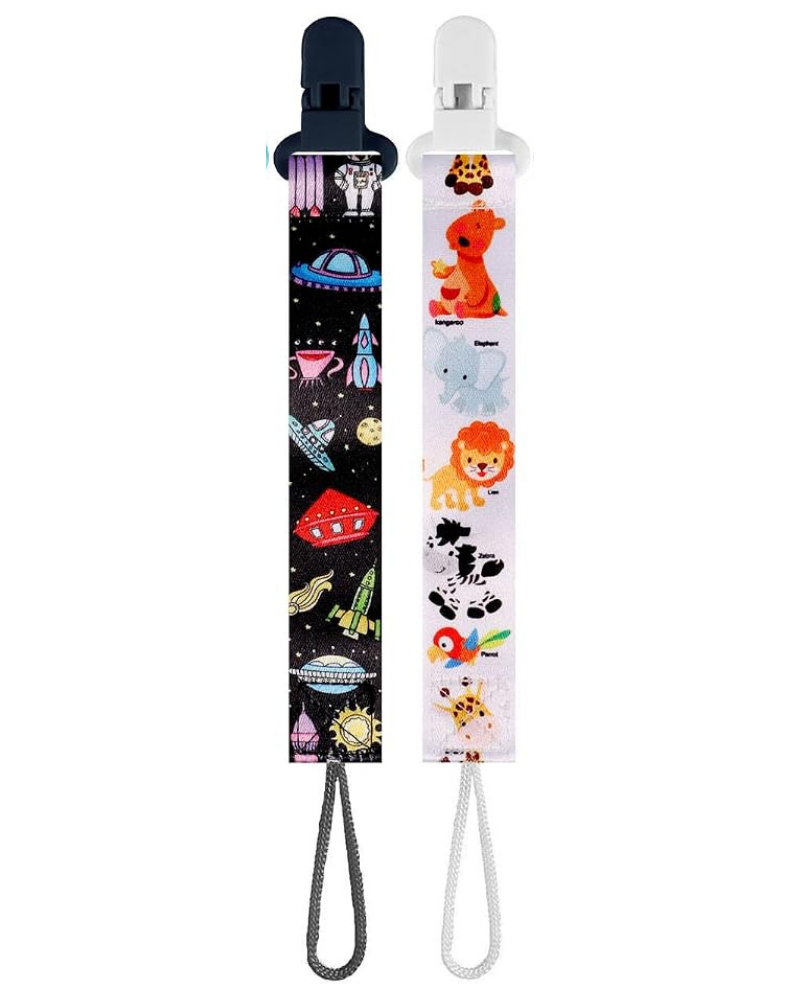 2-Pack Pacifier Clips Space